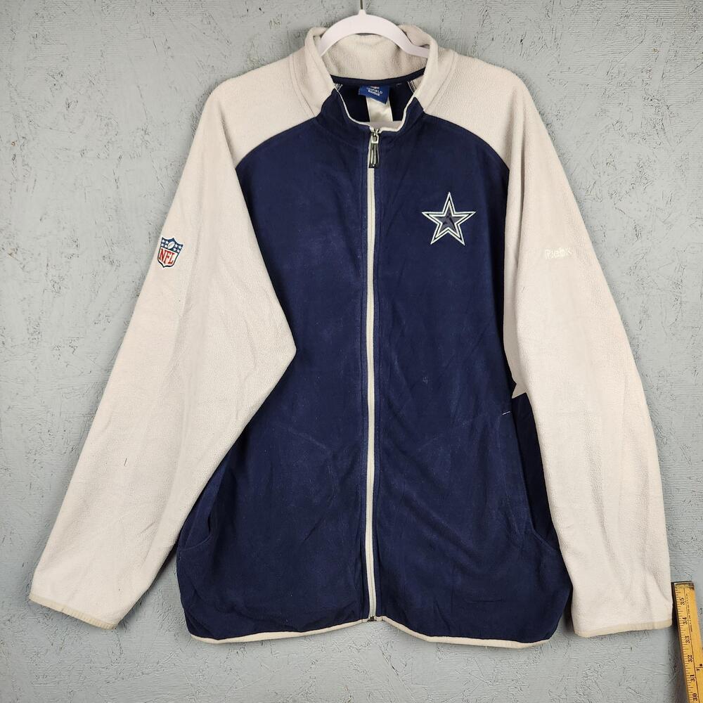 Dallas Cowboys Jacket Mens XL Blue White NFL Football Reebok Fleece Zip